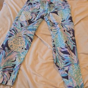 Lilly Pulitzer Teal and Pink Tropical Print Pants